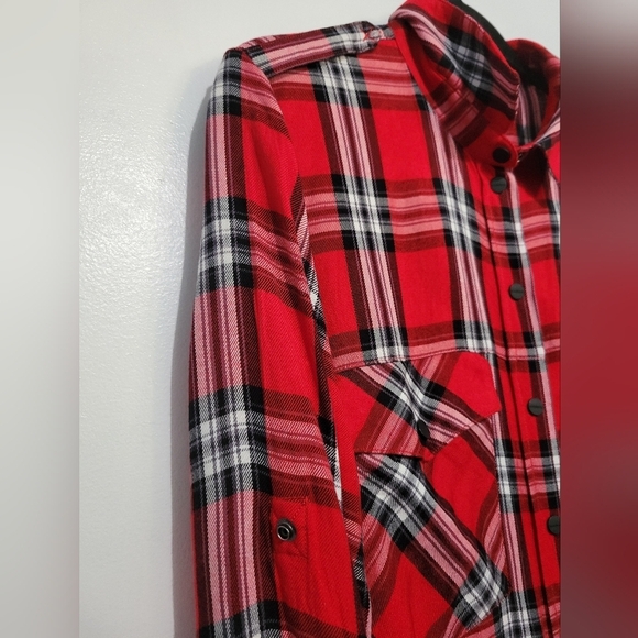 Sanctuary Plaid Boyfriend Shirt in Red Small - Picture 4 of 9